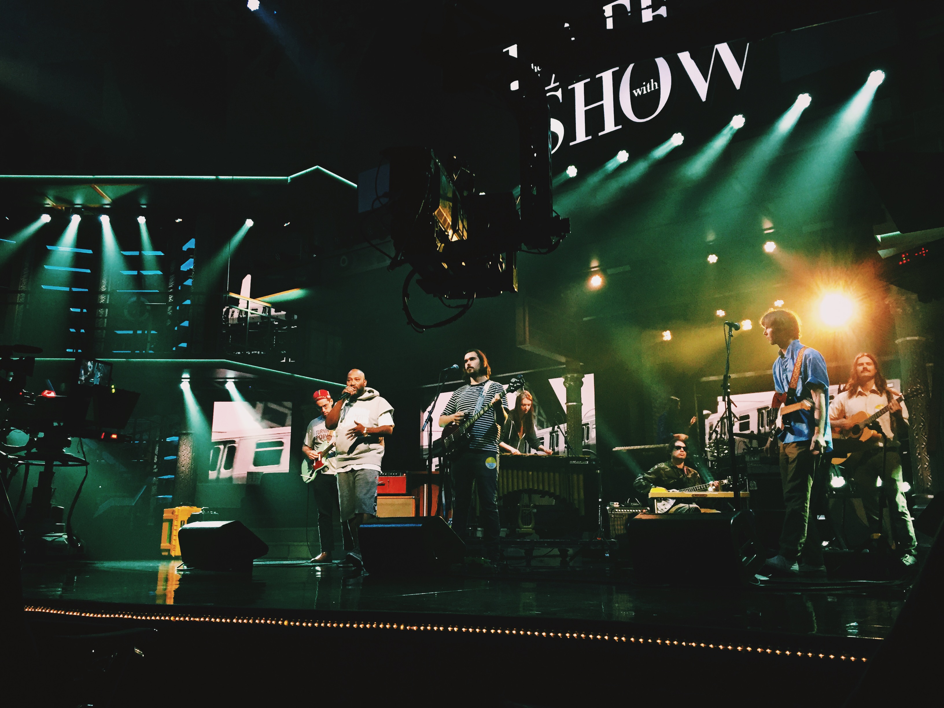 Parquet Courts Bun B rehearse for 'The Late Show With Stephen Colbert.'